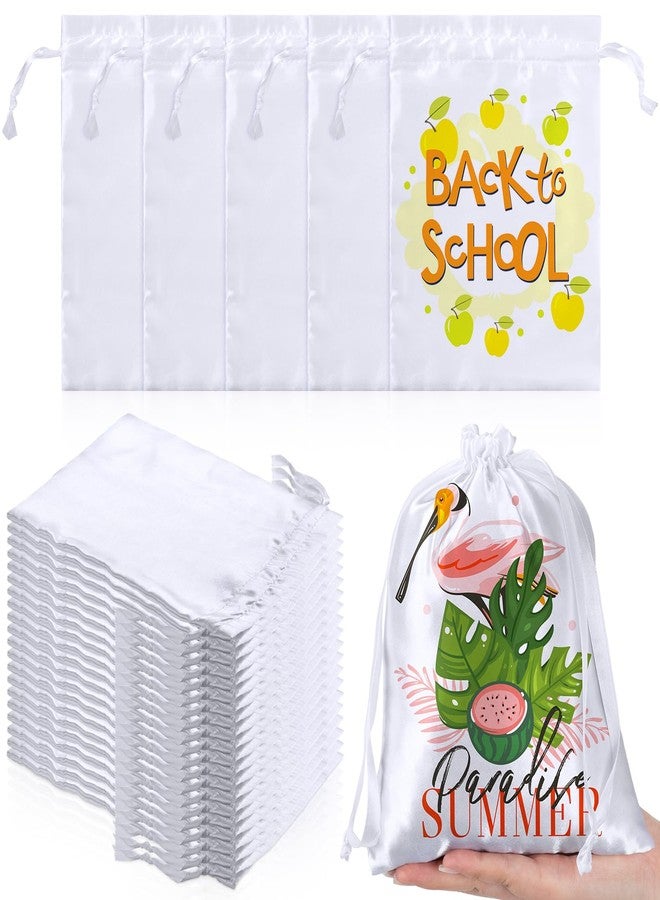 Cosblank 24 Pcs Sublimation Drawstring Bags Blanks 5" x 7" Sublimation Gift Bags Satin Reusable Jewelry Pouches for Goodies Wedding Favors for Baby Shower Birthday DIY(White) - Image 1